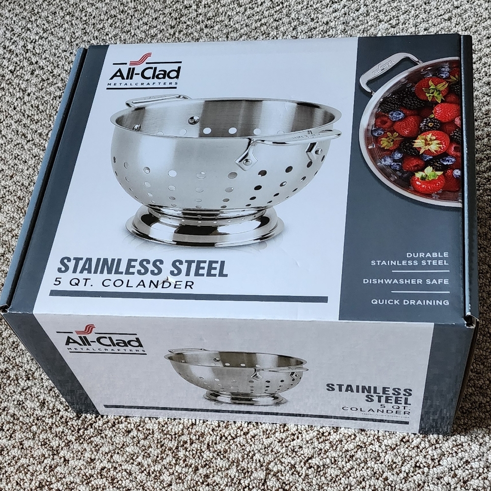 All-Clad Colander 5 Quart, Stainless Steel premium strainer- NIB! Discnt Ship - Picture 4 of 8